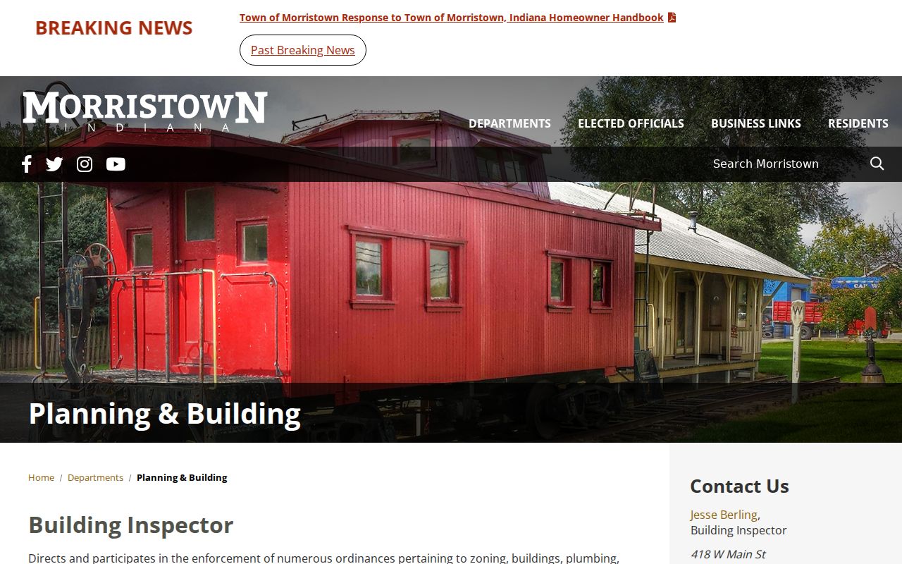 Official Morristown Indiana town government page used to distinguish town services from court docket records