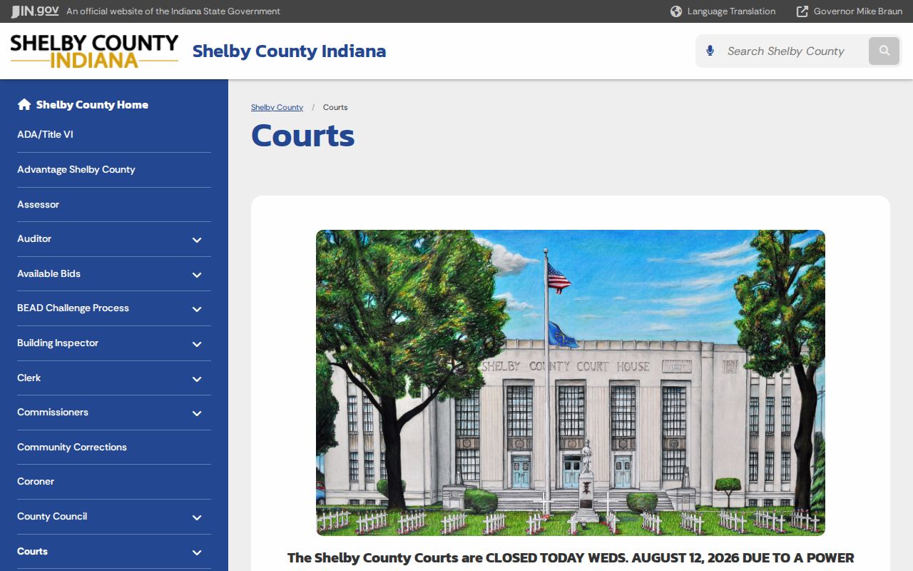 Shelby County courthouse courts and floor locations